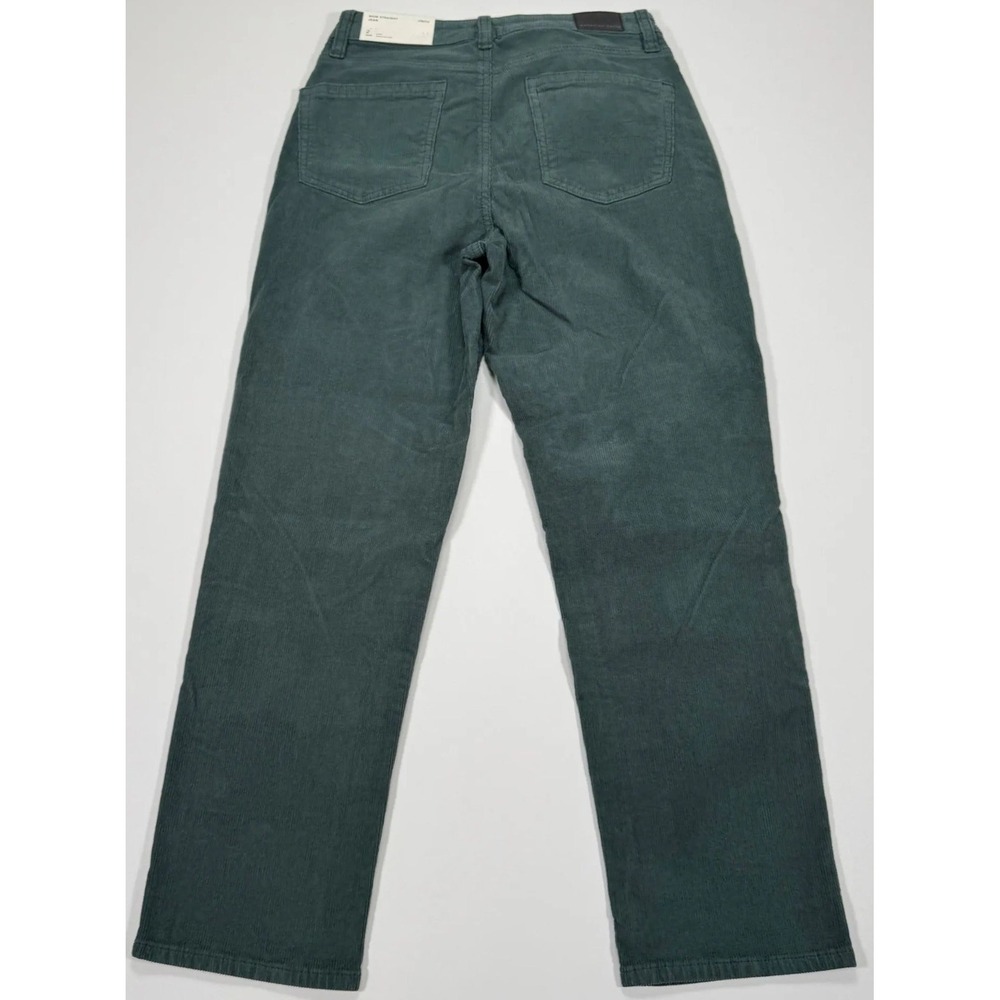American Eagle Mom Straight Corduroy Pants Womens 2S 26W Green NWT High Rise